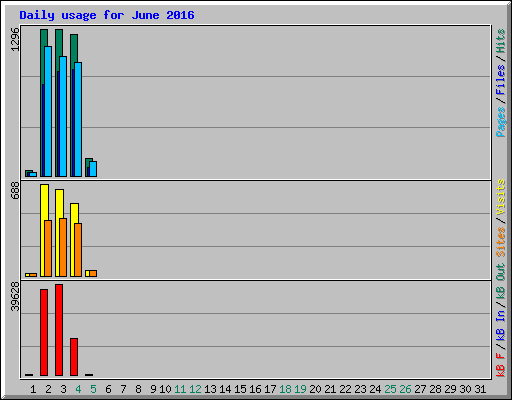 Daily usage for June 2016