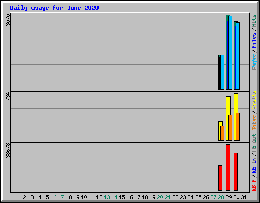 Daily usage for June 2020