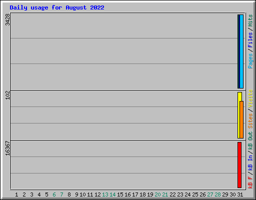 Daily usage for August 2022