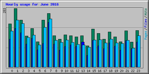 Hourly usage for June 2016